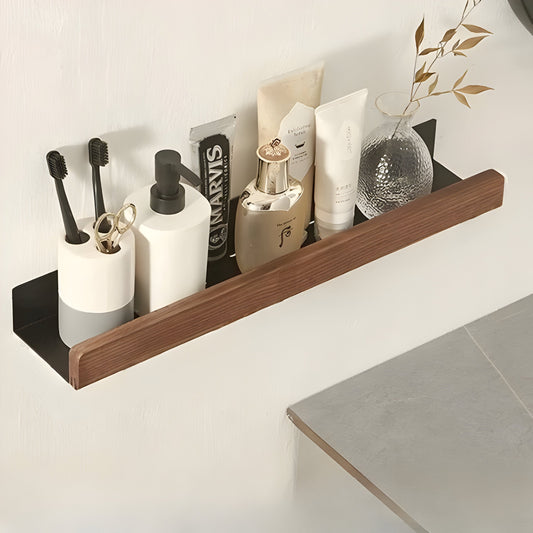 Wandrek Voor Badkamer Met Houten Opbergplank