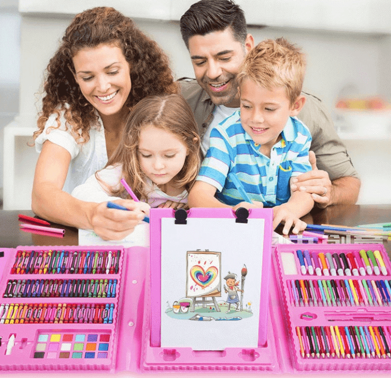 208-Delige Tekenset voor Kinderen met Opbergkoffer