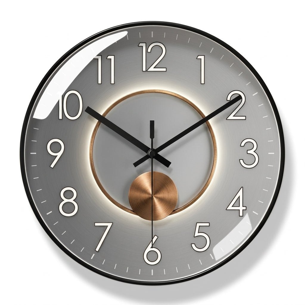 Ronde Wandklok Met Donker Uurwerk, Driedimensionaal Detail En Dagelijks Strak Design