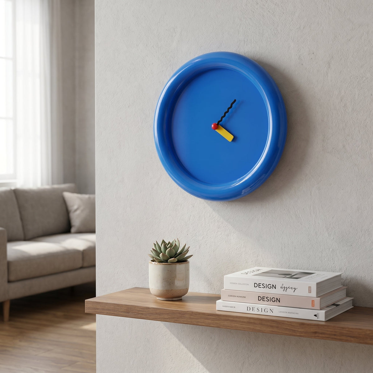 Wandklok Met Ronde Vorm En Decoratieve Memphis Uitstraling Voor Moderne Interieurs