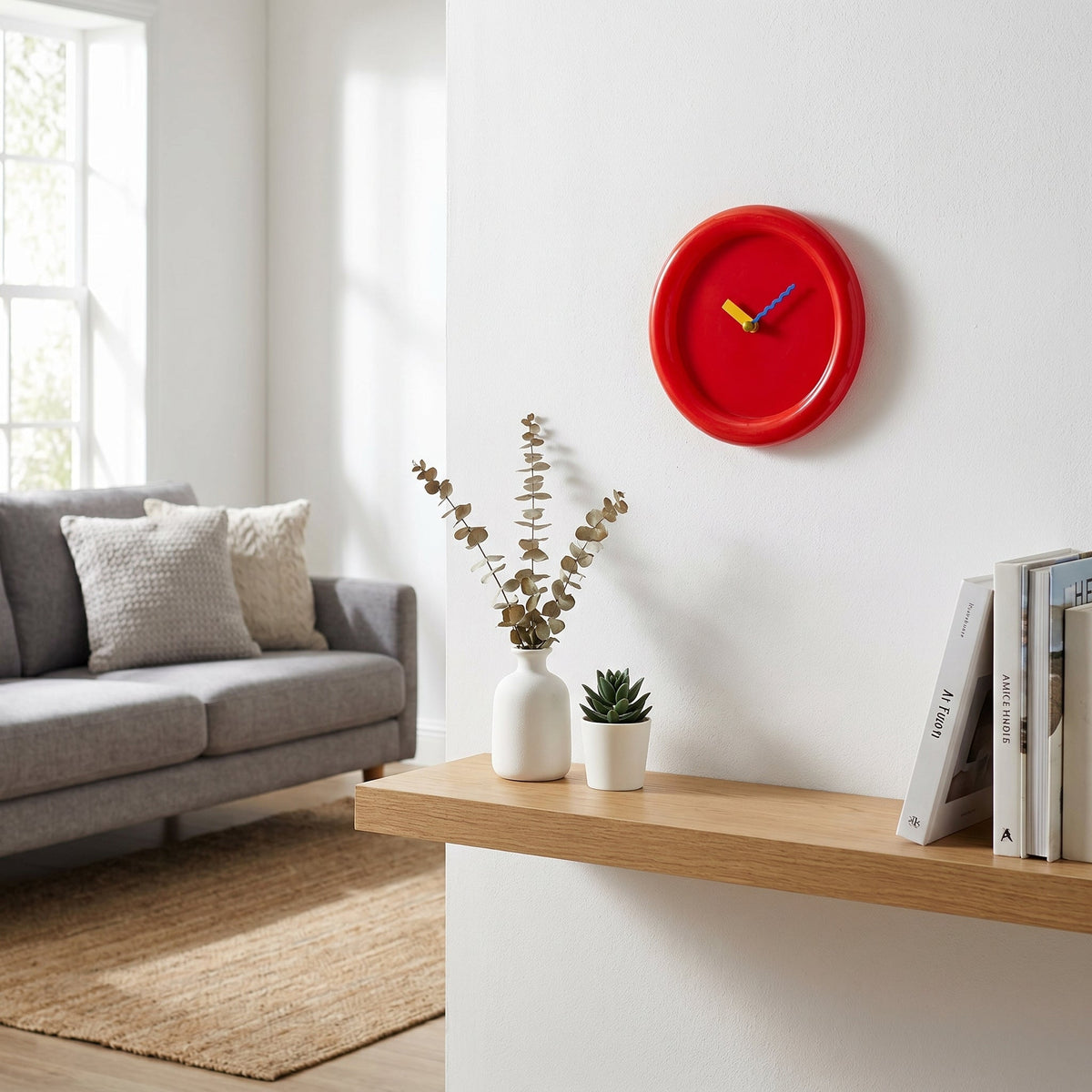 Wandklok Met Ronde Vorm En Decoratieve Memphis Uitstraling Voor Moderne Interieurs