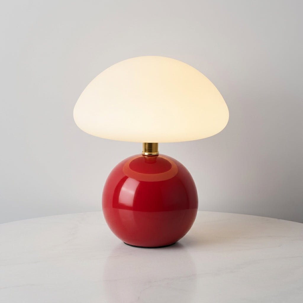 Tafellamp Met Ronde Basis En Brede Kap Voor Zachte Binnenverlichting