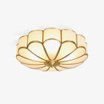 Art Deco Plafondlamp Met Bloemmotief En Matglazen Kap