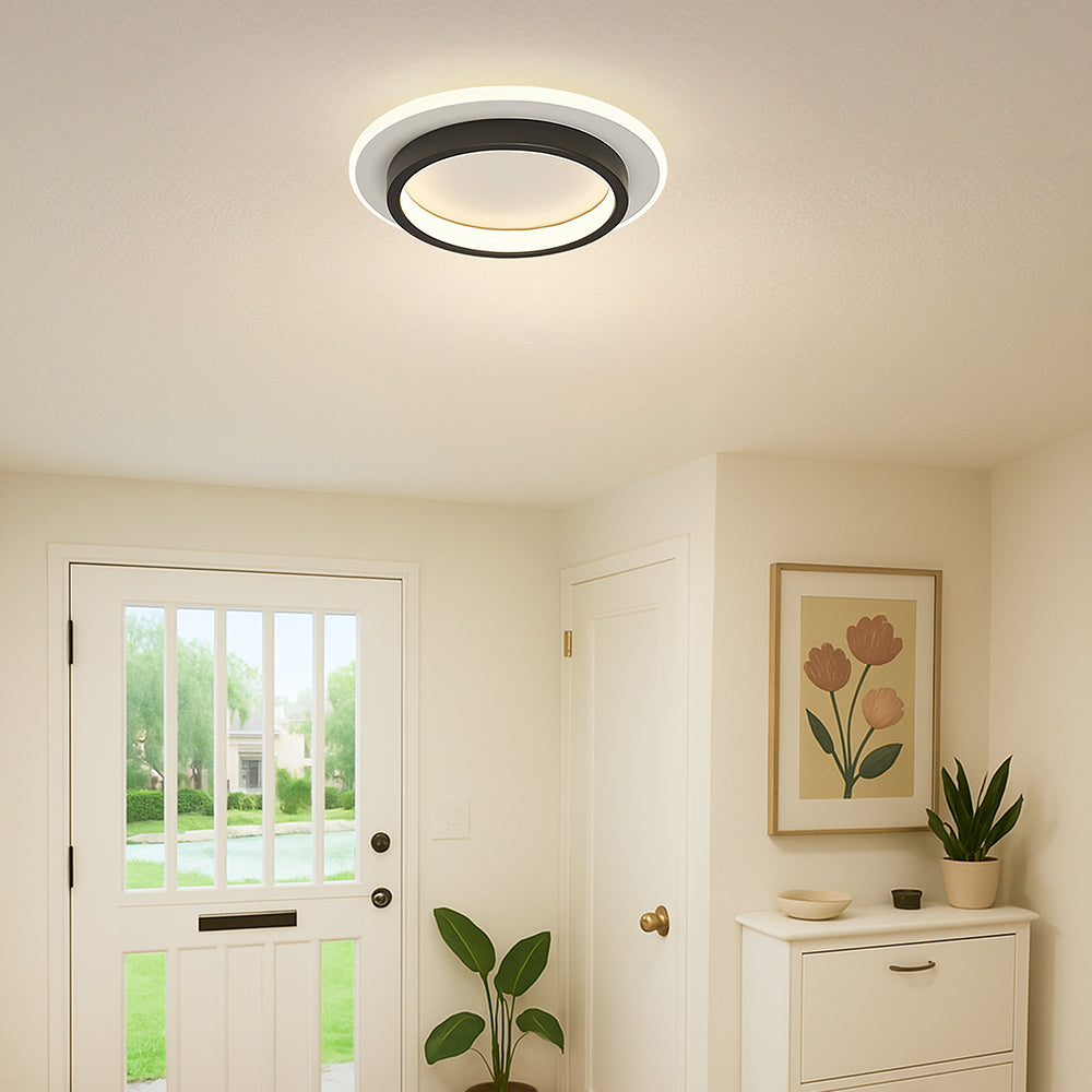 Moderne LED Plafondlamp Met Dubbele Ring Voor Strakke Interieurs