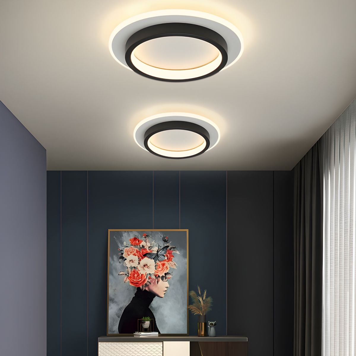 Moderne LED Plafondlamp Met Dubbele Ring Voor Strakke Interieurs