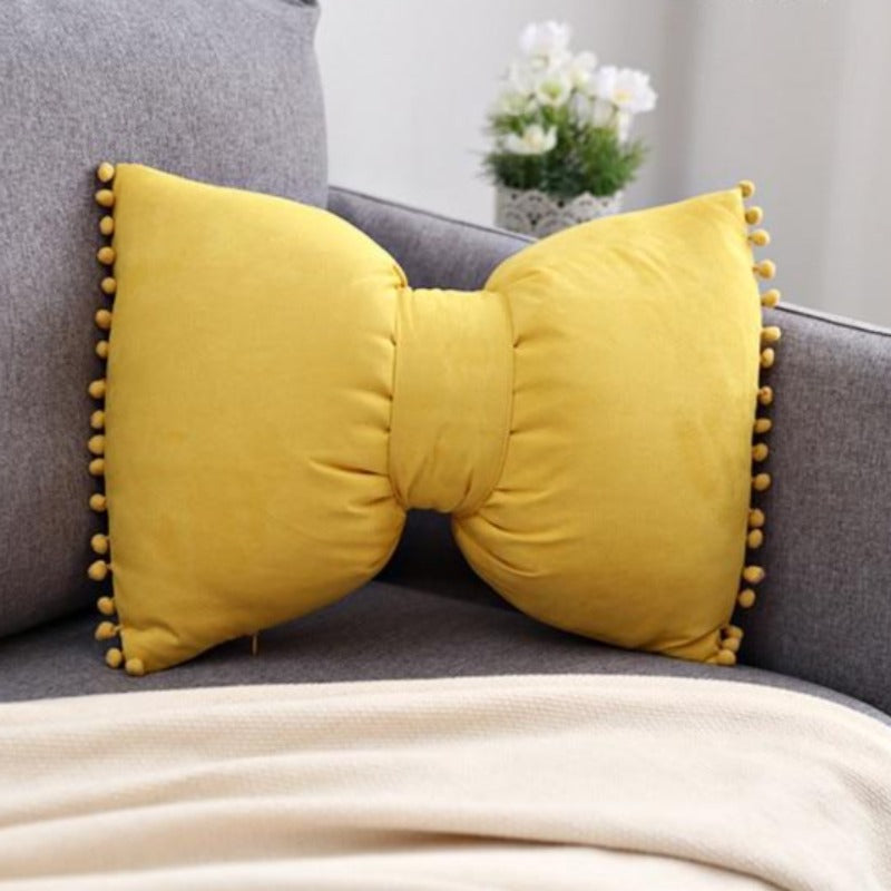 Decoratief Strikvormig Sierkussen met Pomponrand