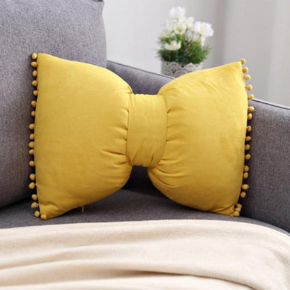 Decoratief Strikvormig Sierkussen met Pomponrand