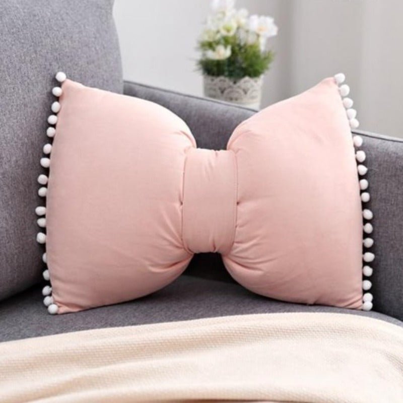 Decoratief Strikvormig Sierkussen met Pomponrand