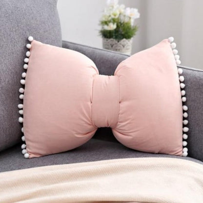 Decoratief Strikvormig Sierkussen met Pomponrand
