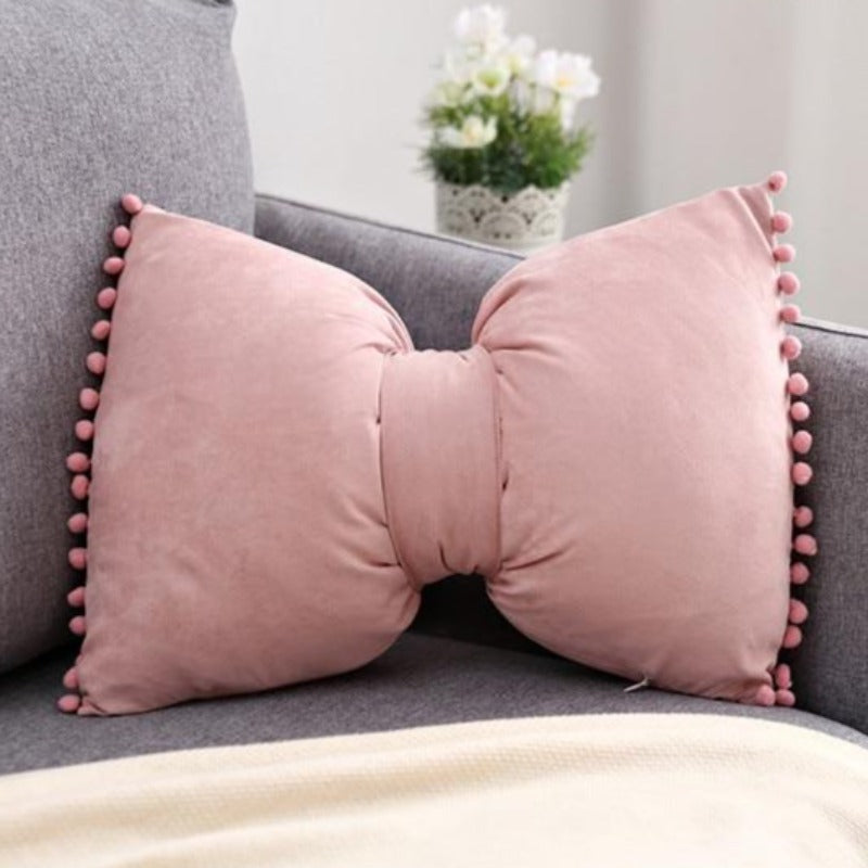 Decoratief Strikvormig Sierkussen met Pomponrand