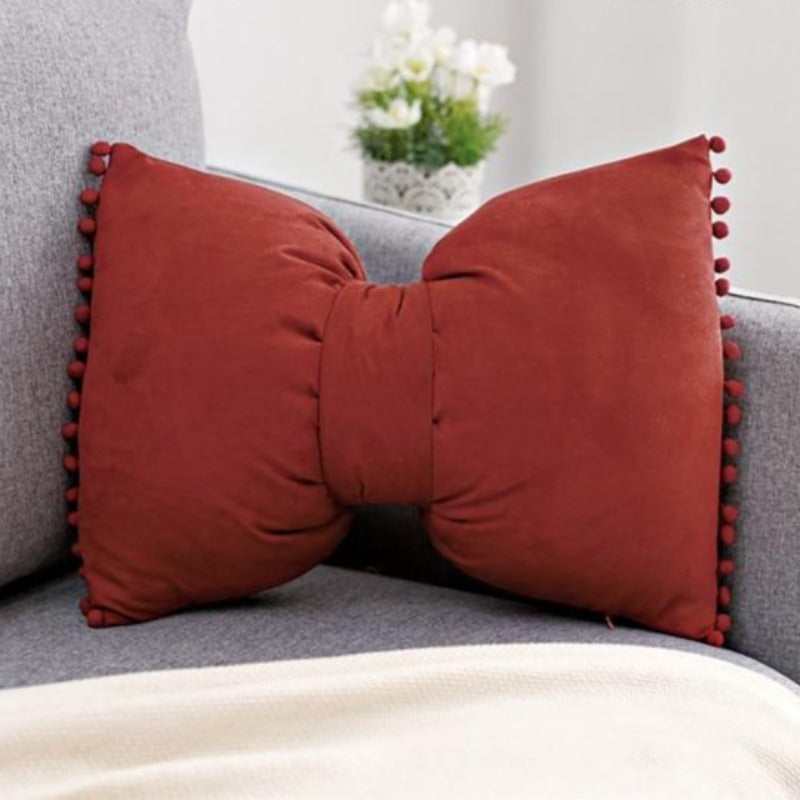 Decoratief Strikvormig Sierkussen met Pomponrand