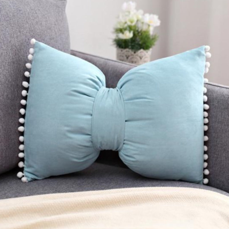 Decoratief Strikvormig Sierkussen met Pomponrand