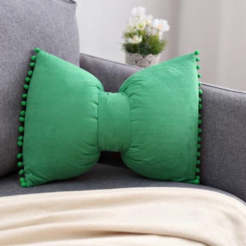 Decoratief Strikvormig Sierkussen met Pomponrand