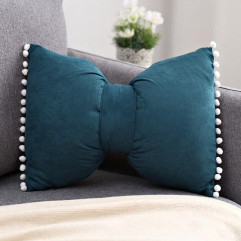 Decoratief Strikvormig Sierkussen met Pomponrand