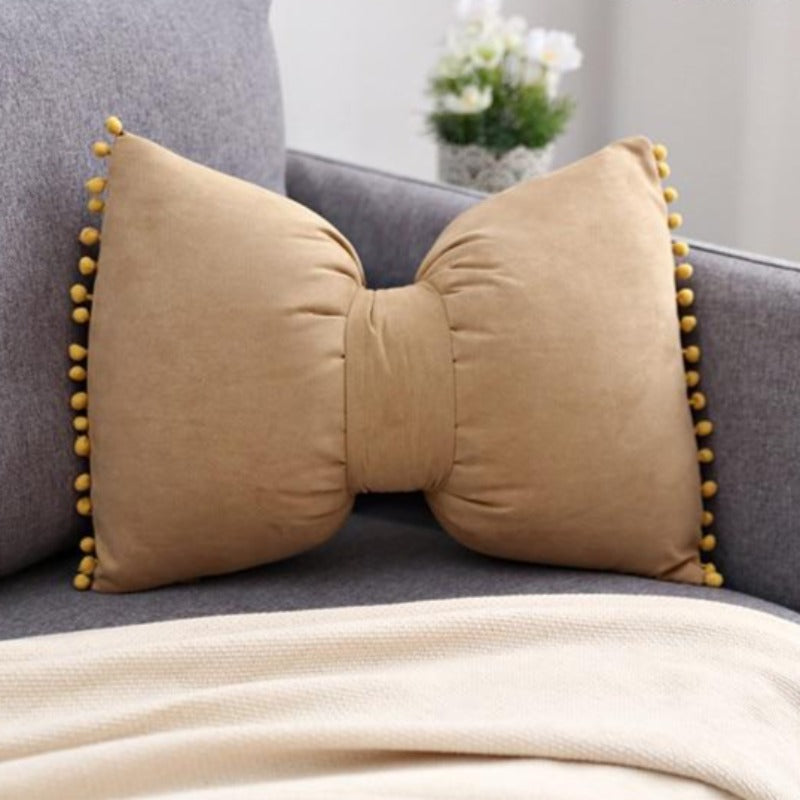 Decoratief Strikvormig Sierkussen met Pomponrand