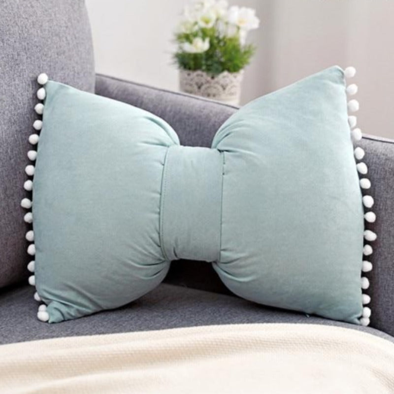 Decoratief Strikvormig Sierkussen met Pomponrand