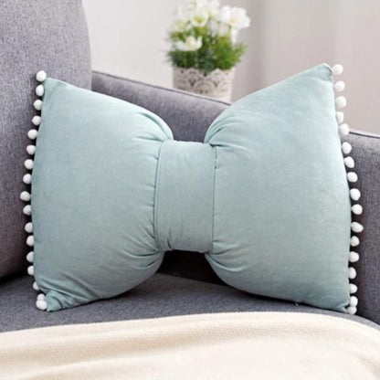 Decoratief Strikvormig Sierkussen met Pomponrand