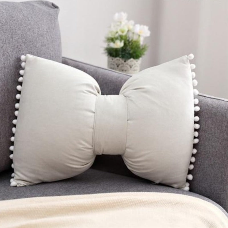 Decoratief Strikvormig Sierkussen met Pomponrand