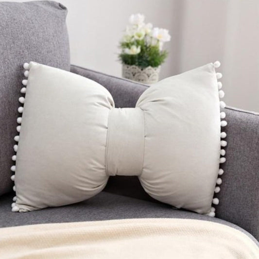 Decoratief Strikvormig Sierkussen met Pomponrand