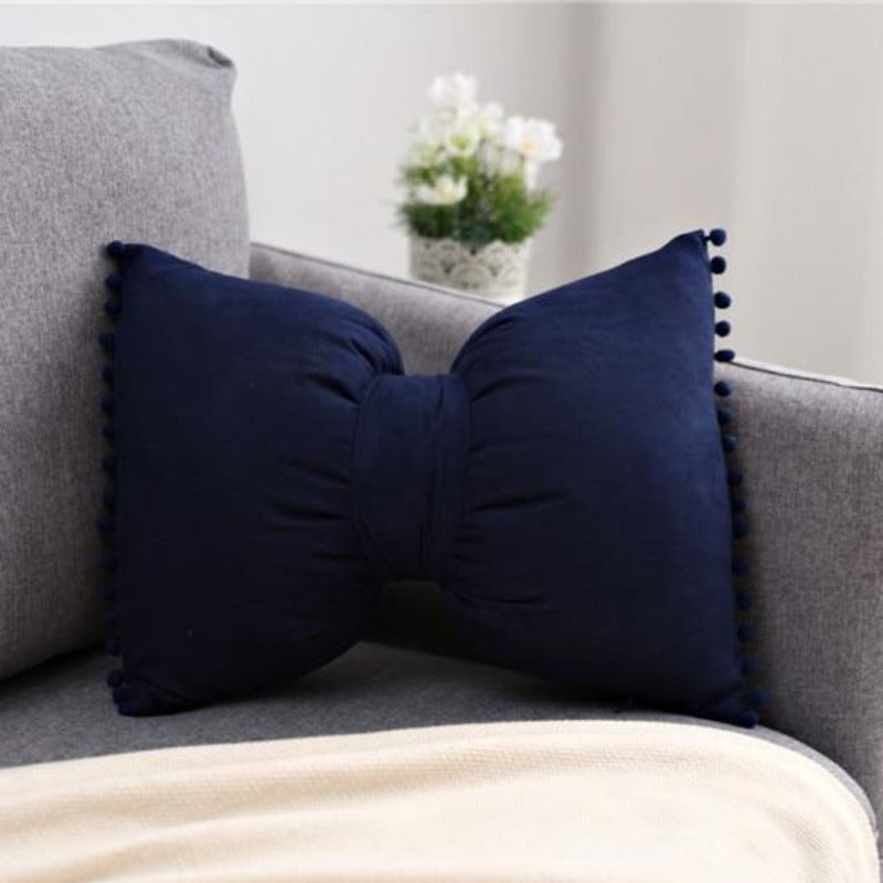 Decoratief Strikvormig Sierkussen met Pomponrand