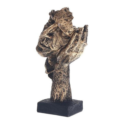 Moderne Abstracte Gouden Gezichtssculpturen voor Luxe Interieurs