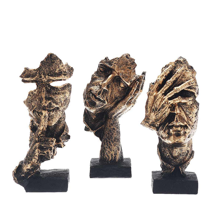 Moderne Abstracte Gouden Gezichtssculpturen voor Luxe Interieurs