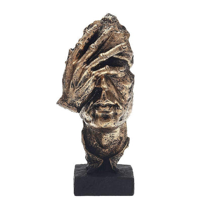 Moderne Abstracte Gouden Gezichtssculpturen voor Luxe Interieurs