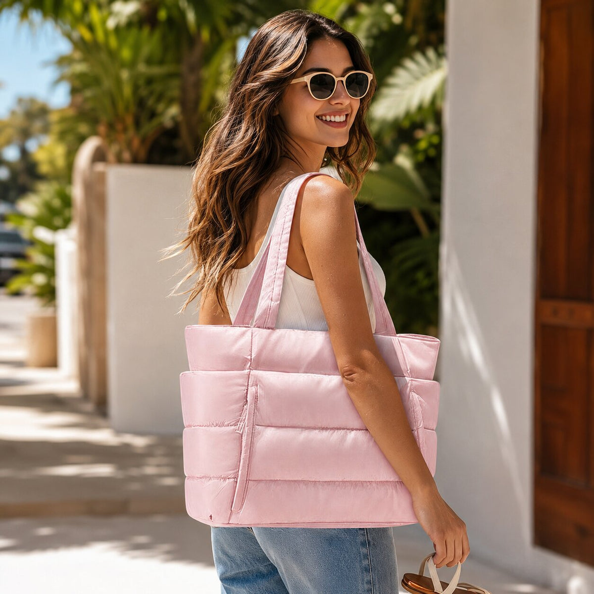 Puffer Tote Tas met Licht Gewicht en Ruime Dagelijkse Indeling