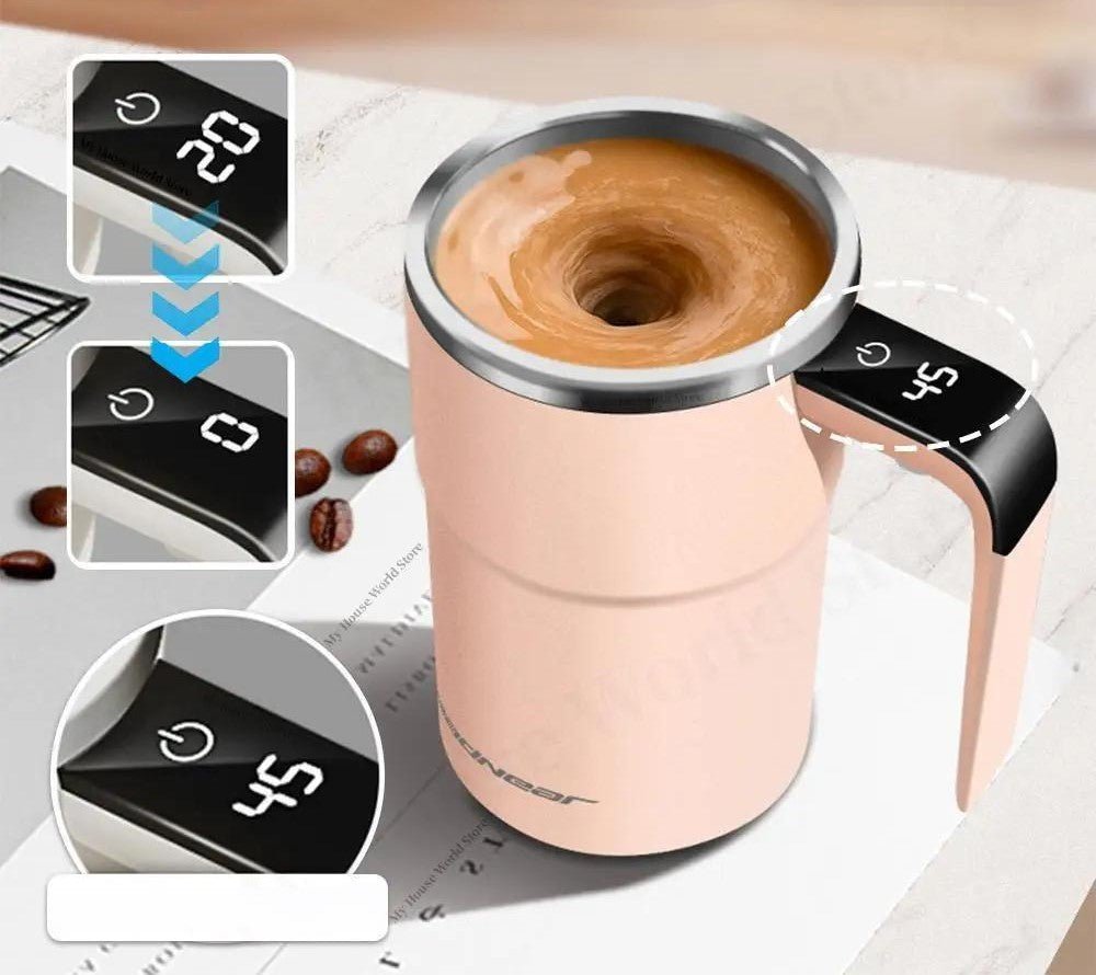 Draagbare Zelfroerende Koffiebeker met Slimme Temperatuurweergave