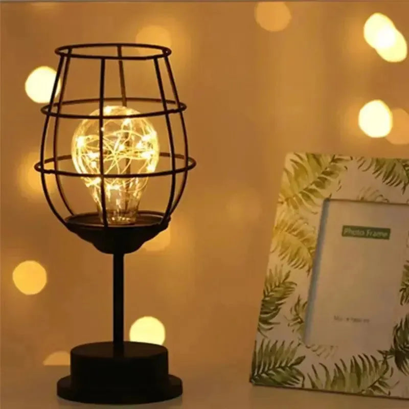 Retro LED Tafellamp Met Draadverlichting
