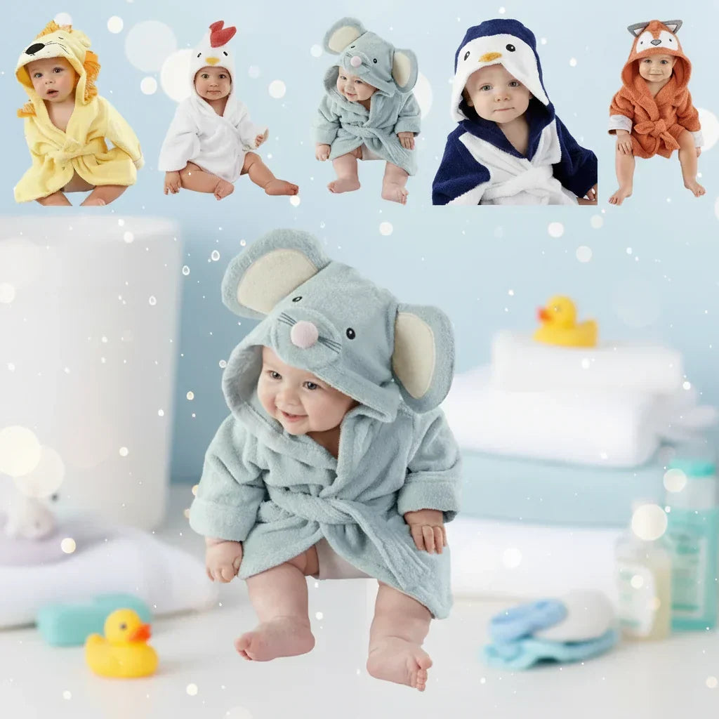 Zachte Babybadjas met Capuchon en Schattige Dierenoortjes