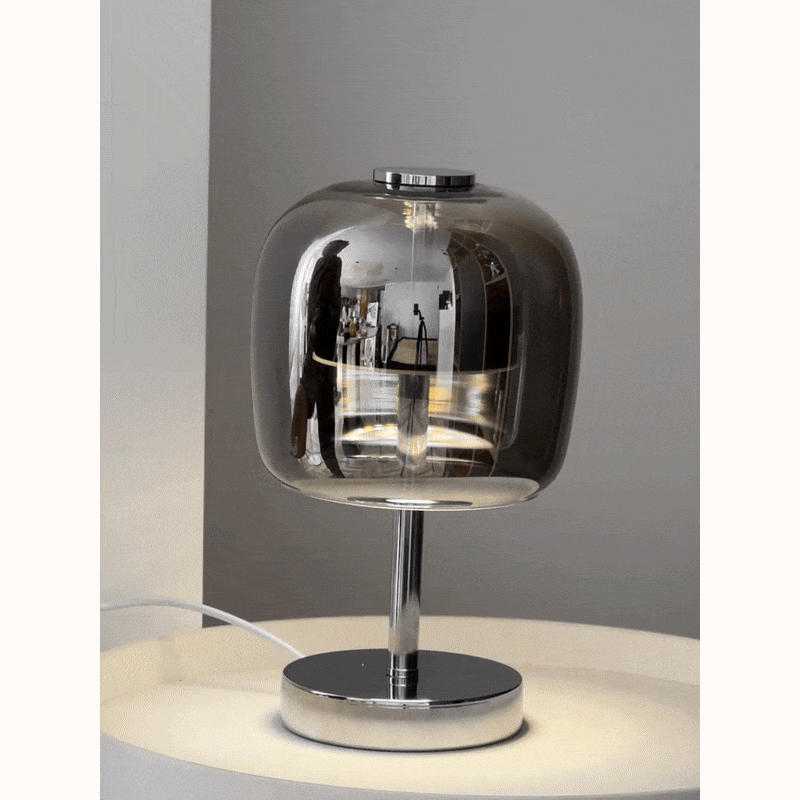 Dimbare Tafellamp van Glas en Metaal met USB-Voeding