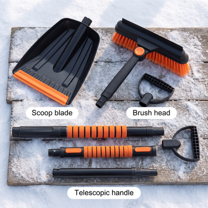 5-in-1 Sneeuwruimset voor Auto met Telescopische Steel