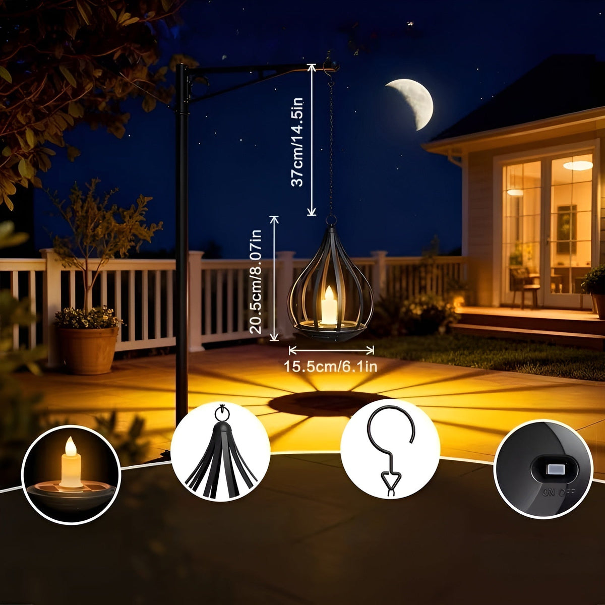 Druppelvormige Solar Tuinlamp met Warm LED-Licht