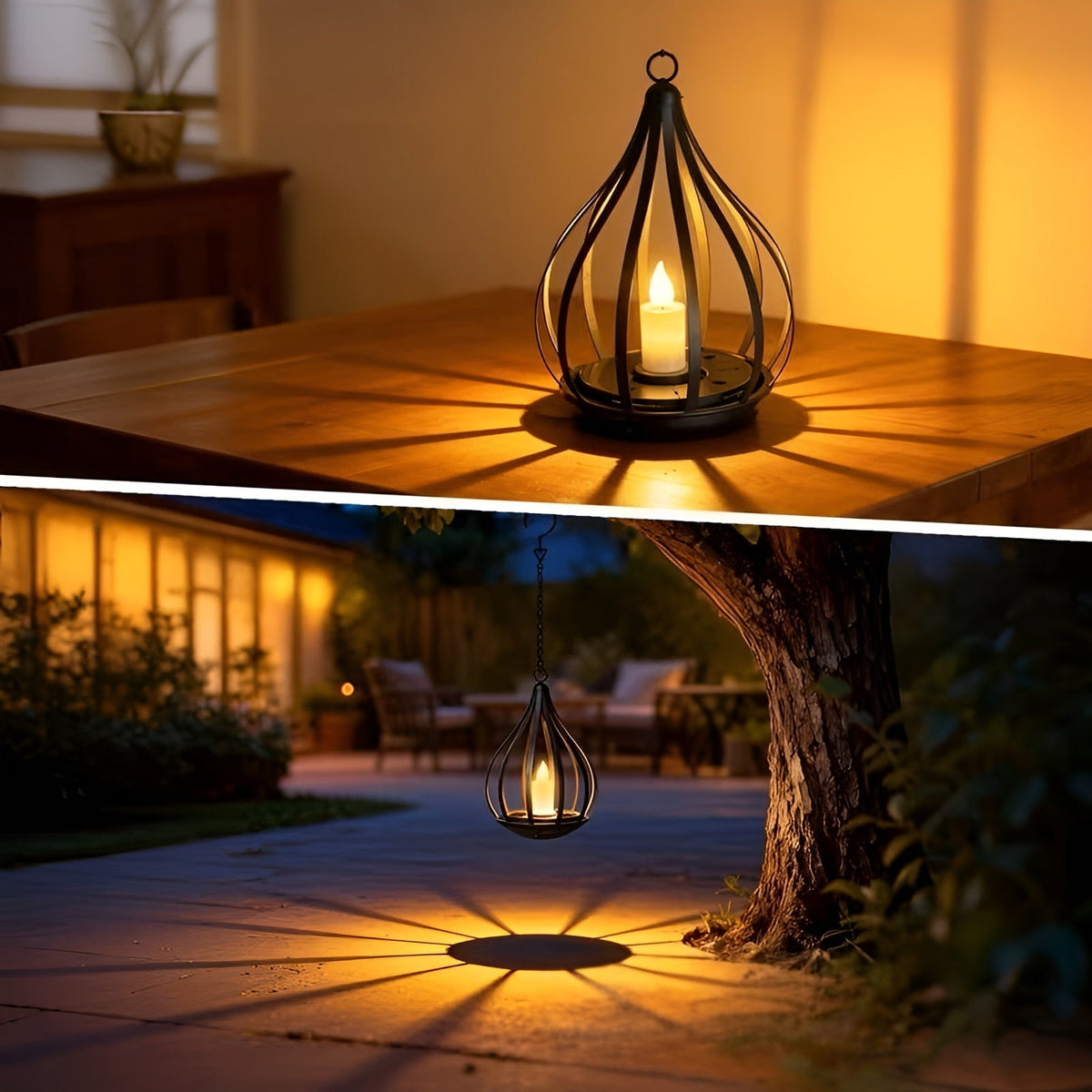 Druppelvormige Solar Tuinlamp met Warm LED-Licht