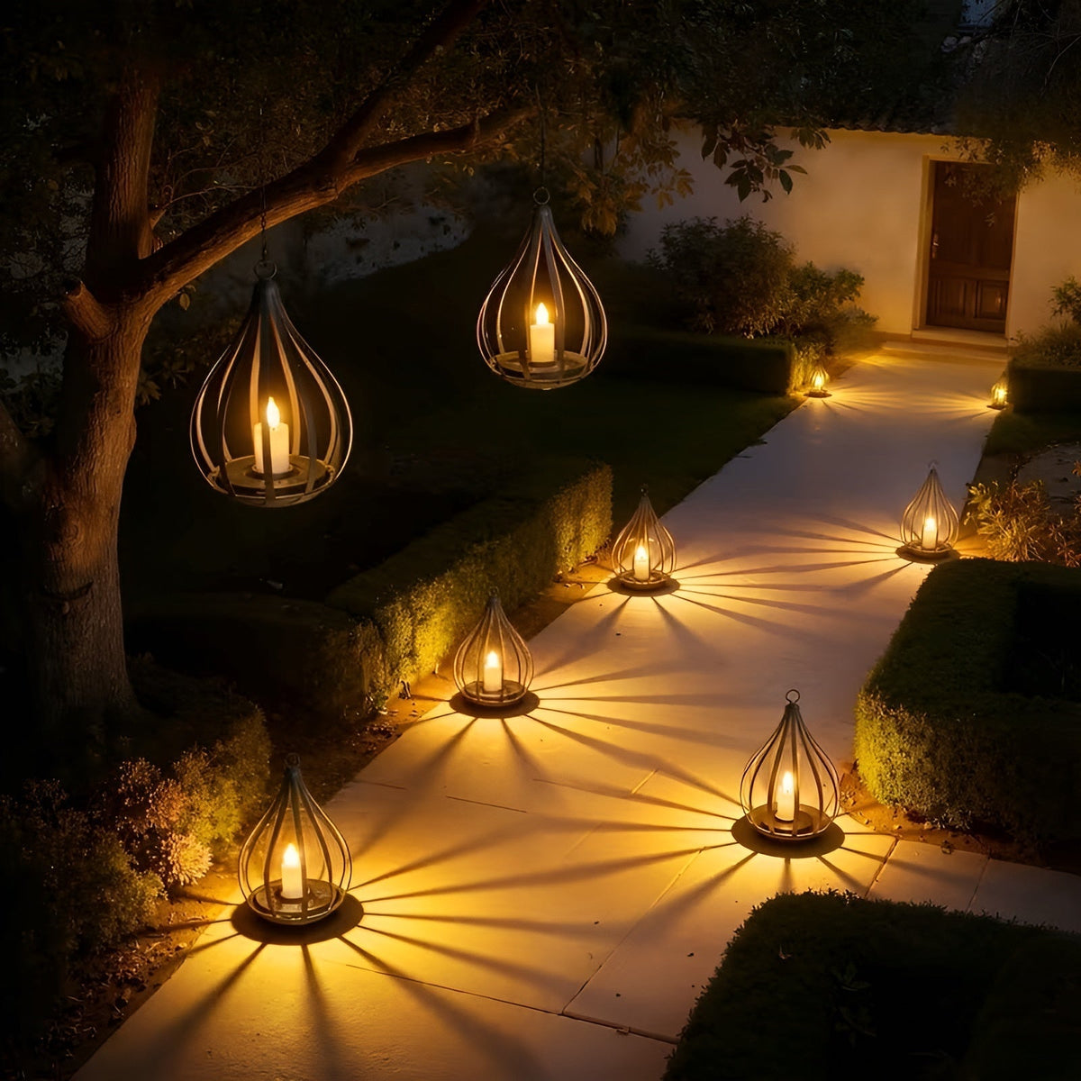 Druppelvormige Solar Tuinlamp met Warm LED-Licht