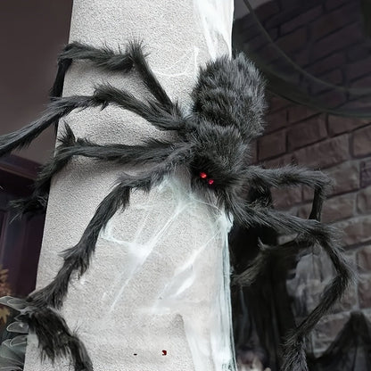 Halloween Decoratieset met 2 Grote Spinnen en Elastisch Spinnenweb