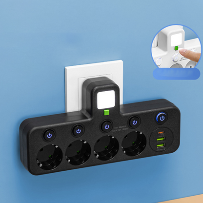 Stekkerdoos Met USB Aansluitingen En Nachtverlichting Voor Georganiseerde Werkplekken