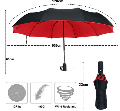 Windbestendige Stormparaplu met Automatisch Open- en Sluitmechanisme