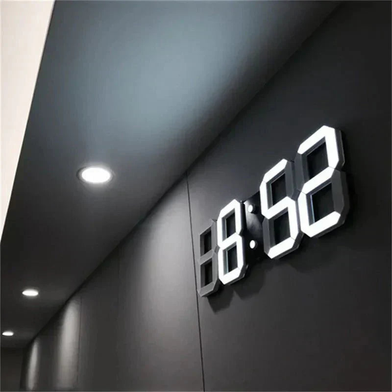 Digitale 3D LED Wandklok met Dimbare Verlichting