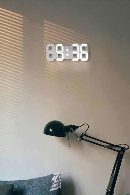 Digitale 3D LED Wandklok met Dimbare Verlichting