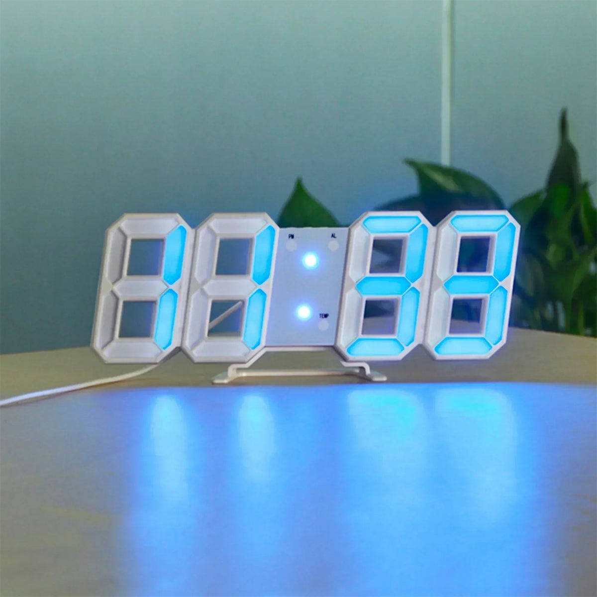 Digitale 3D LED Wandklok met Dimbare Verlichting