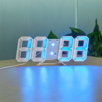 Digitale 3D LED Wandklok met Dimbare Verlichting