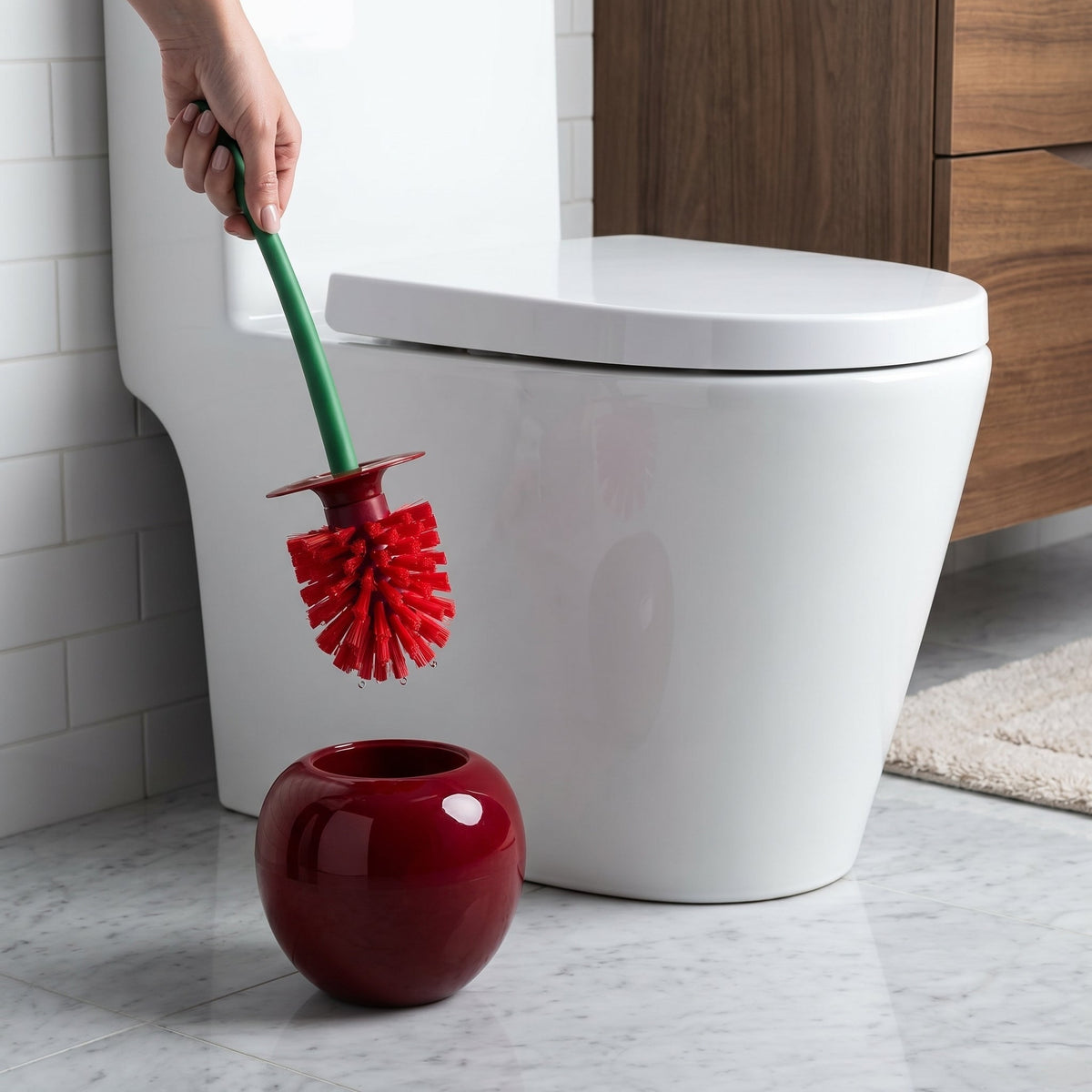 Toiletborstel Met Decoratieve Vorm En Compact Ontwerp Voor Nette Badkamers