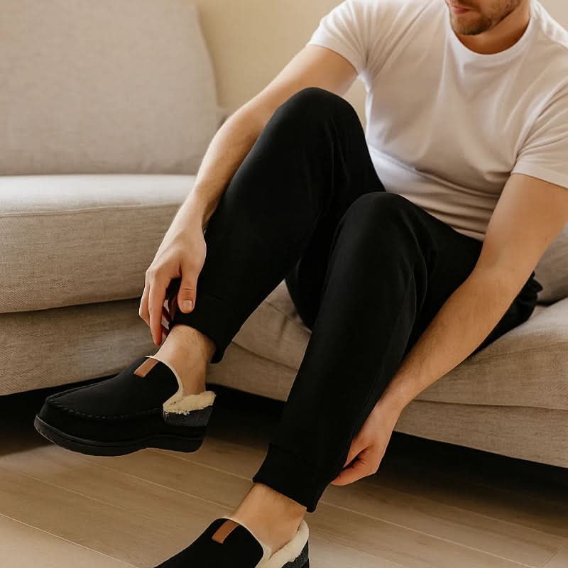 Warme Heren Pantoffels van Synthetische Wol met Zachte Voering