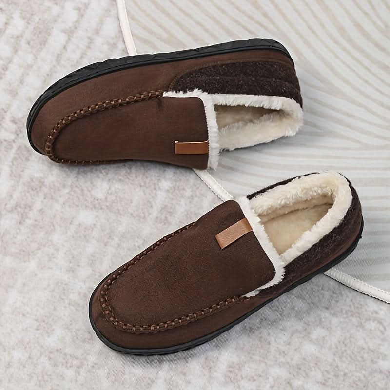 Warme Heren Pantoffels van Synthetische Wol met Zachte Voering