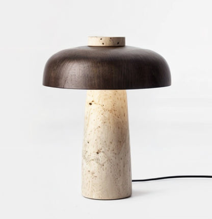 Minimalistische Tafellamp Met Natuurlijke Stenen Voet En LED-Verlichting