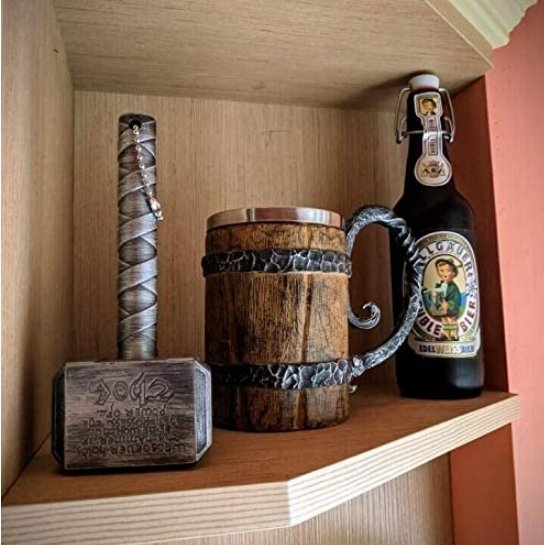 Mok Met Dubbele Wand En Viking Motieven Voor Warme En Koude Dranken