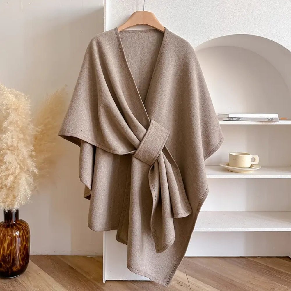 Elegante Dames Poncho van Wolmix – Multifunctioneel als Sjaal en Jas