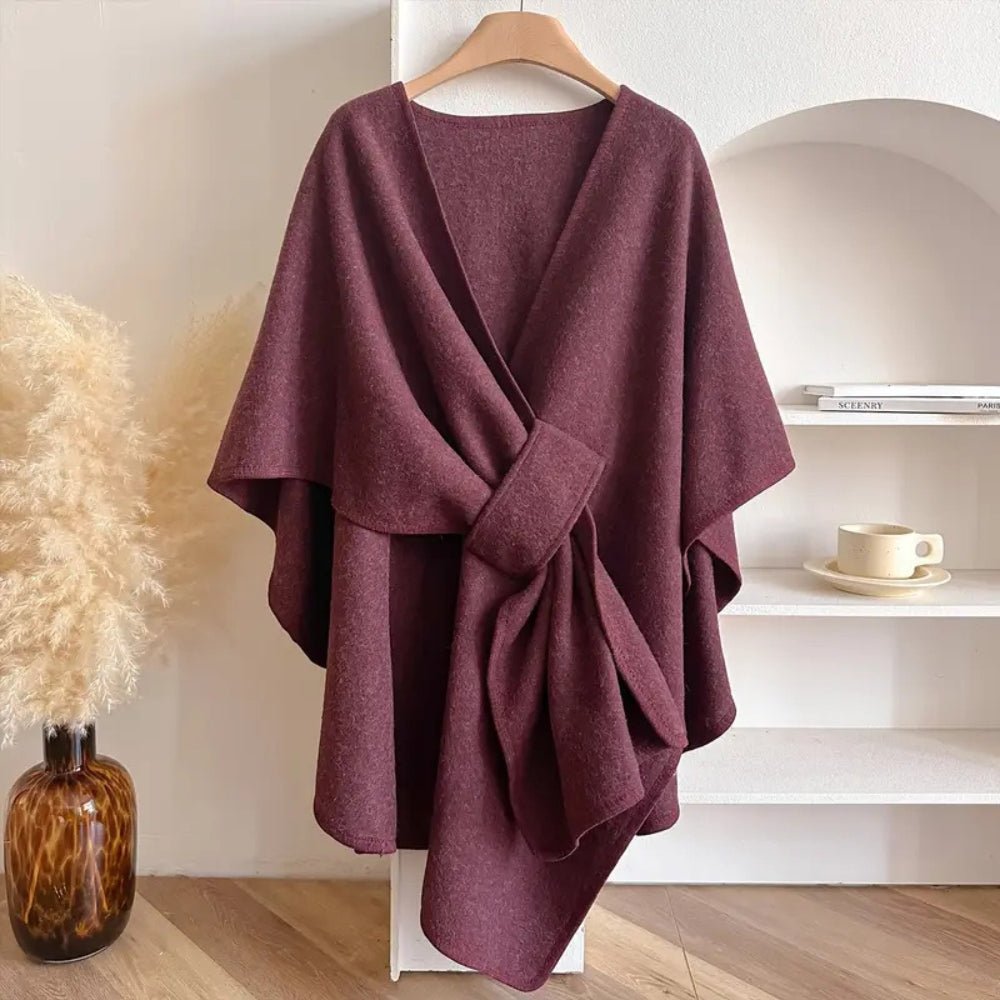 Elegante Dames Poncho van Wolmix – Multifunctioneel als Sjaal en Jas